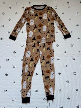 Halloween Ghost & Pumpkin Kids Pajama Set - Tan
